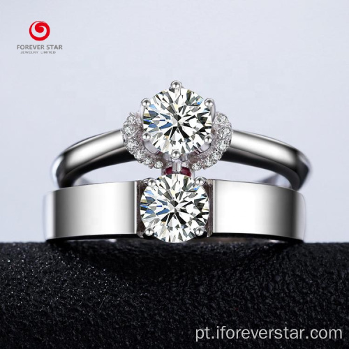 Casal anéis moissanite diamante anéis